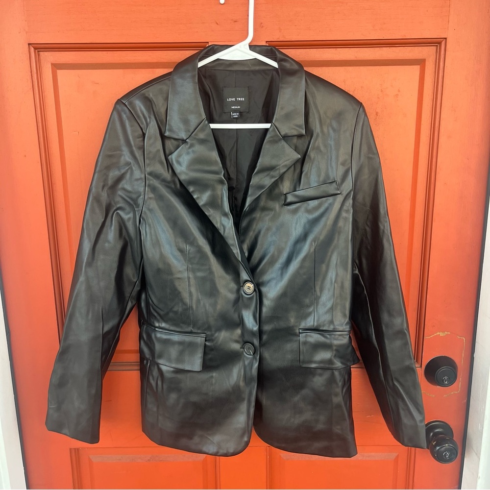 Love Tree Leather Blazer
